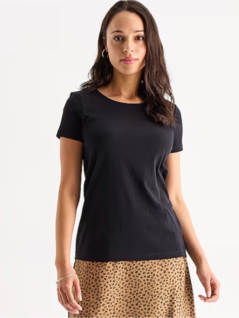 St. John's Bay Black 100% cotton Short-Sleeve Crew Tee, size XL Petite casual